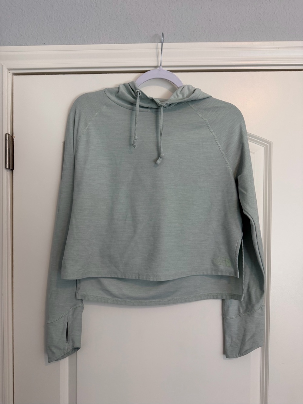 North Face Light Sage Cropped Hooded Pullover